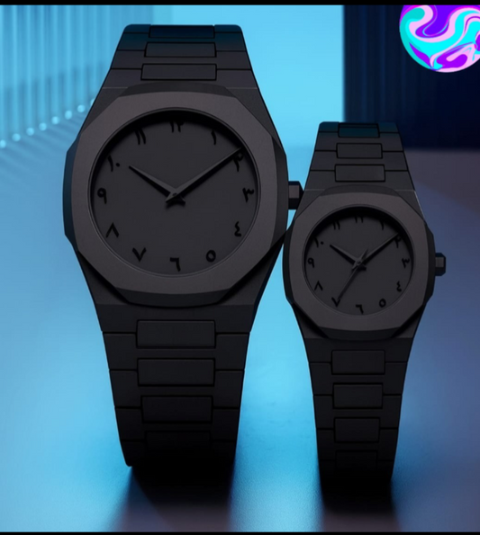Black Aura Couple Watch – Elegant Matching Timepieces, Stylish Fashion Accessories for Men and Women-without box